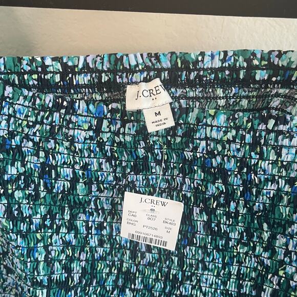 J. Crew Floral Smocked Bodice Poplin Top Black Heritage Green NEW - Size M - Picture 8 of 8